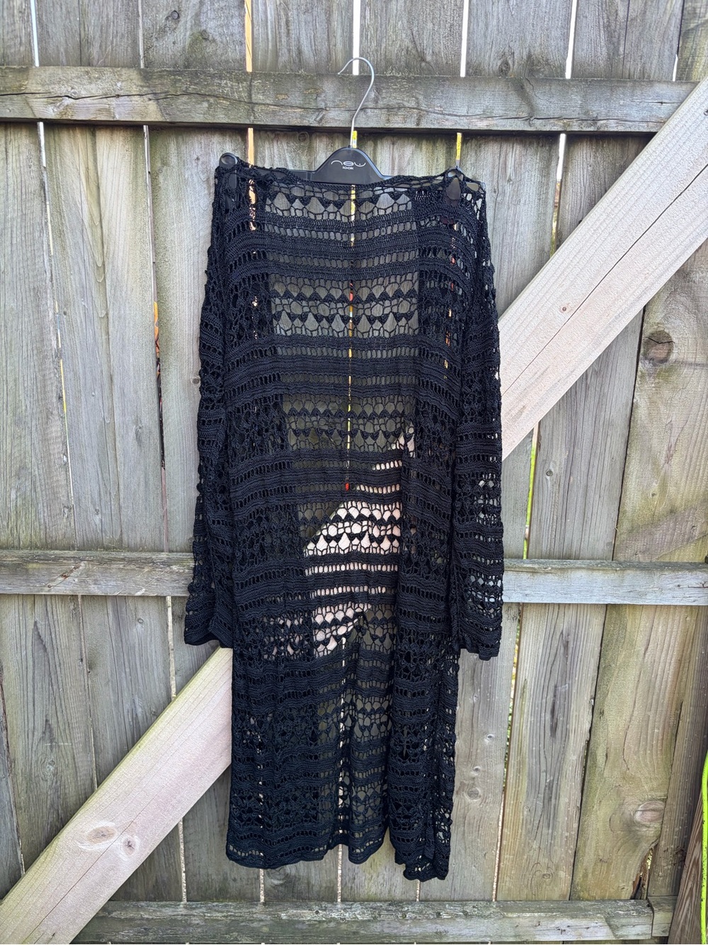 Black Open Knit Swim Cover-Up